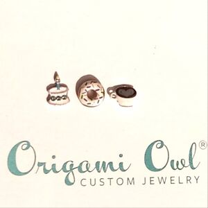Origami Owl 🦉 Food Charms Set of 3 NWT $13 Donut, Coffee, Birthday Cake